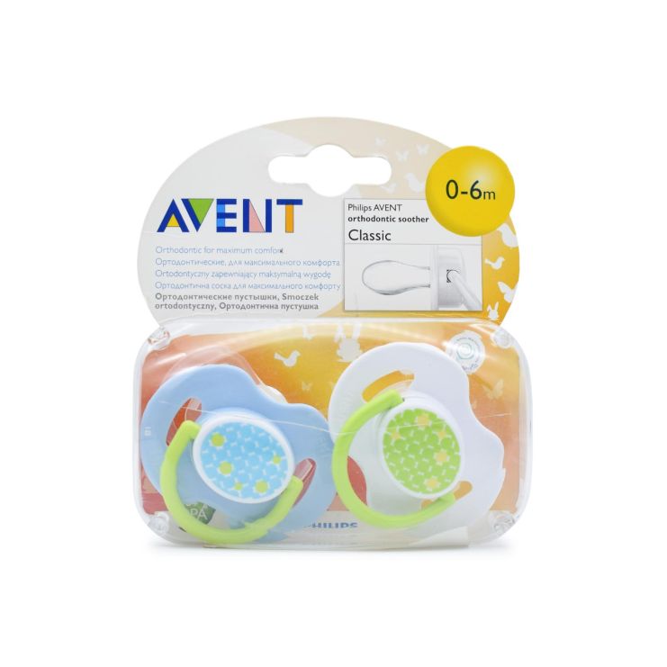 Philips Avent Classic Ορθοδοντικές Πιπίλες Σιλικόνης 0-6m SCF172/18 Γαλάζιο Πράσινο 2 τμχ