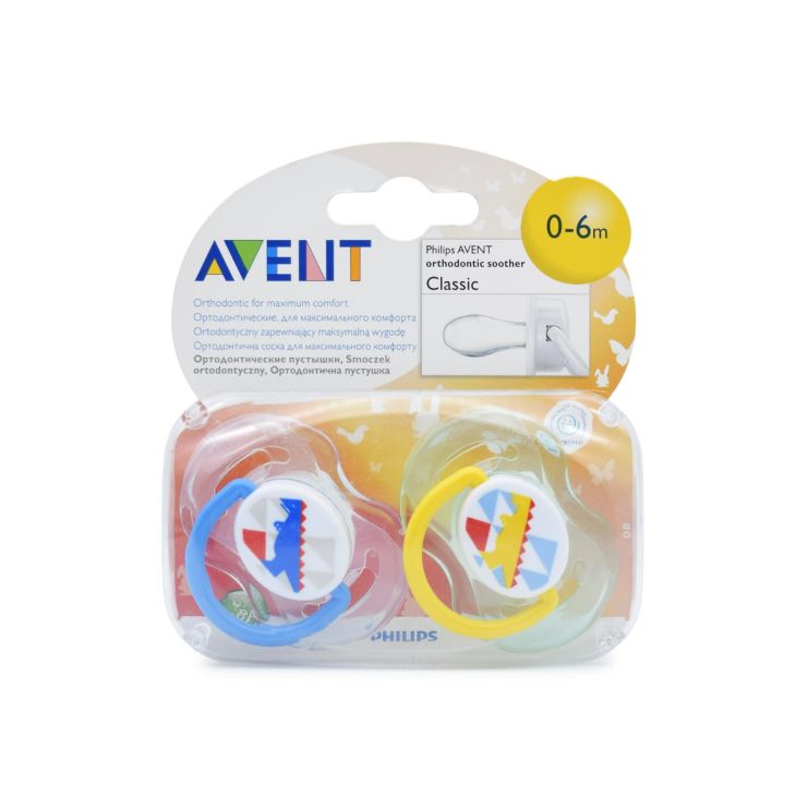 Philips Avent Classic Ορθοδοντικές Πιπίλες Σιλικόνης 0-6m SCF172/18 Γαλάζιο Κίτρινο 2 τμχ