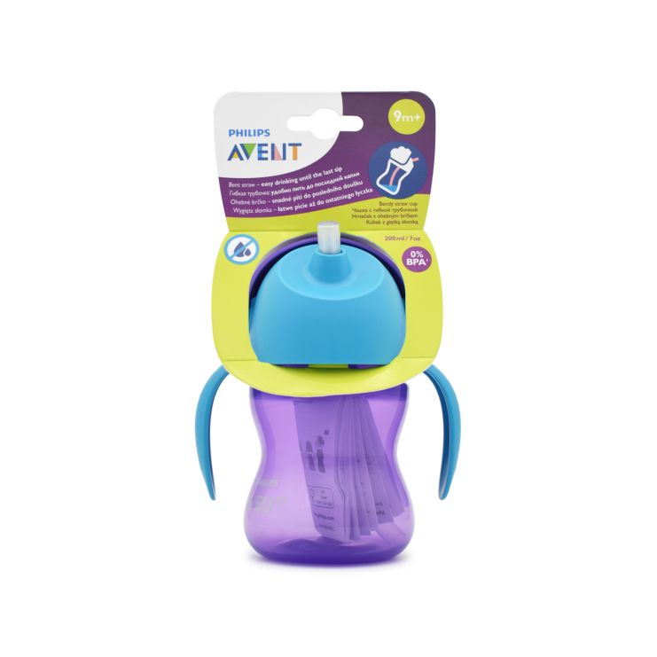 Philips Avent Παγουρίνο με Καλαμάκι 9m+ SCF796/02 Μωβ-Μπλε 200ml
