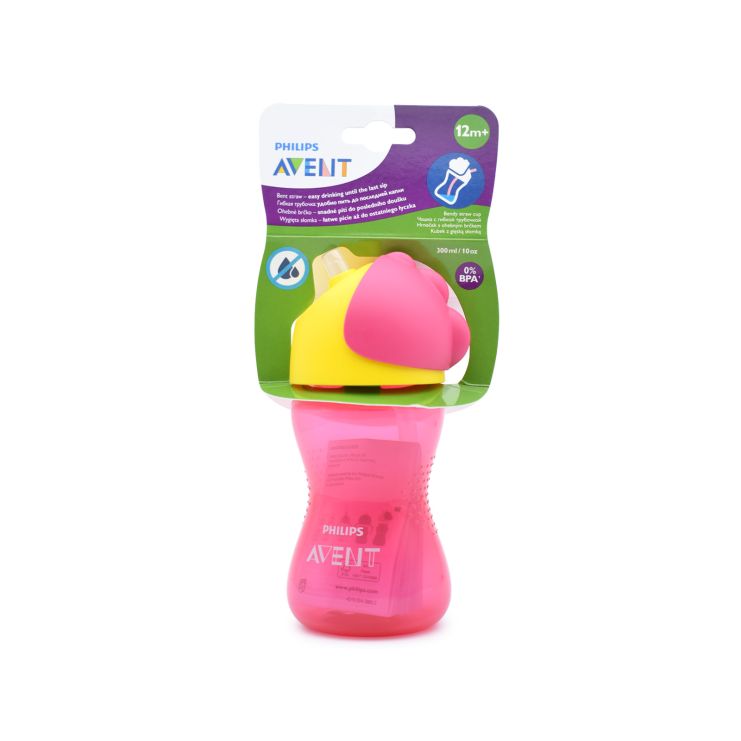 Philips Avent Παγουρίνο με Καλαμάκι 12m+ SCF798/02 Ροζ-Κίτρινο 300ml