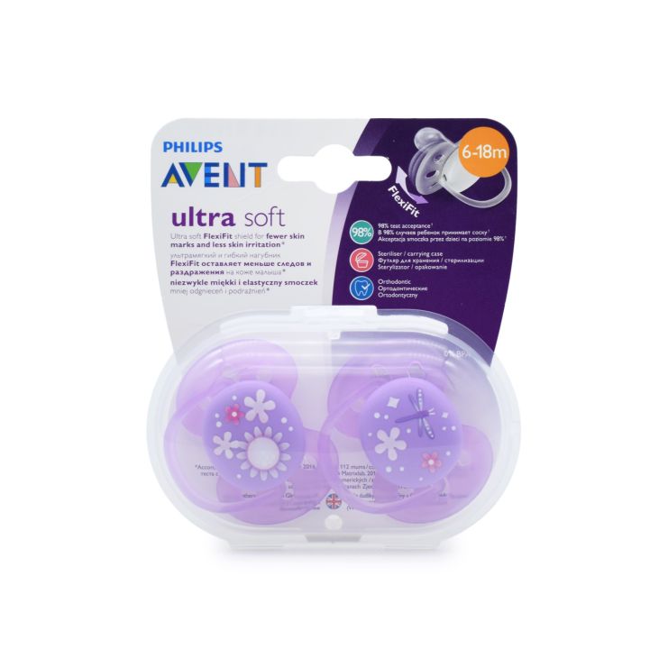  Philips Avent Ultra Soft Πιπίλες 6-18m SCF227/22 Μωβ 2 τμχ