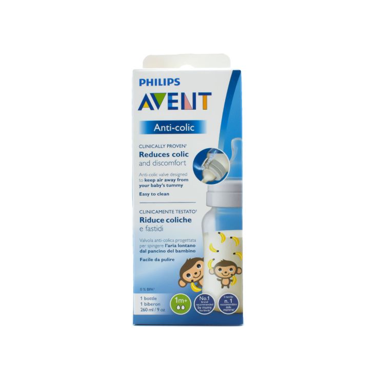 Philips Avent Anti-Colic Μπιμπερό κατά των Κολικών από τον 1ο μήνα Μαϊμουδάκι 260ml SCF821/11