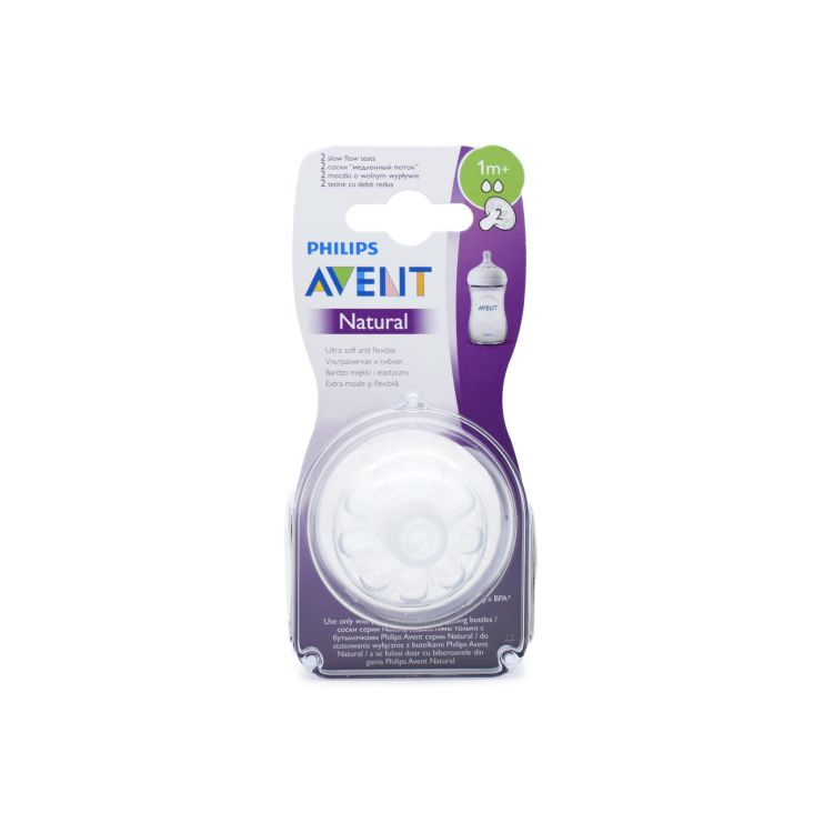 Philips Avent Natural Θηλές για Μπιμπερό 1m+ 2 Οπές SCF042/27 2τμχ