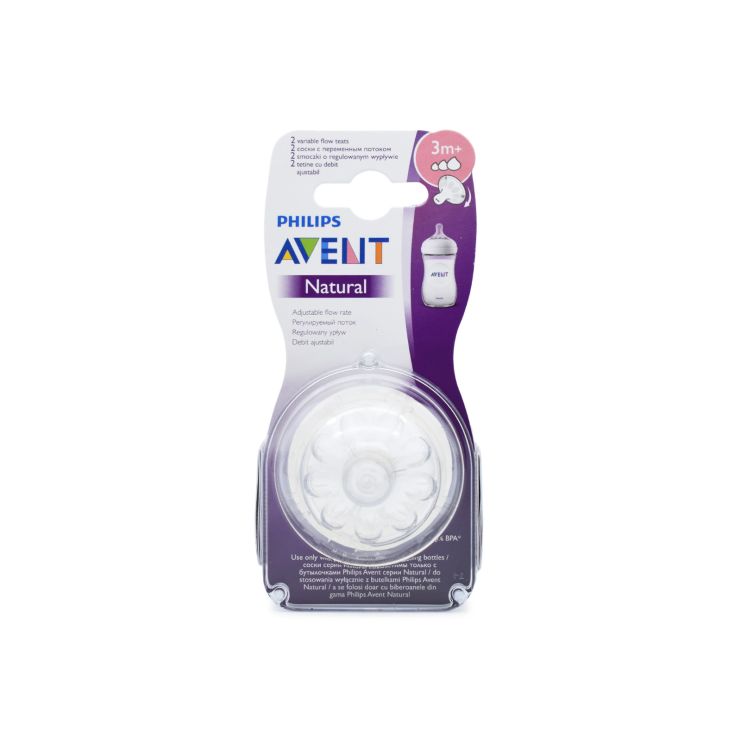 Philips Avent Natural Θηλές για Μπιμπερό 3m+ Ρυθμιζόμενης Ροής SCF045/27 2τμχ