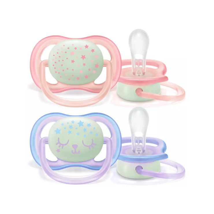 Philips Avent Ultra Air Night Ορθοδοντικές Πιπίλες Σιλικόνης 0-6m Μωβ Ροζ  2 τμχ SCF376/12