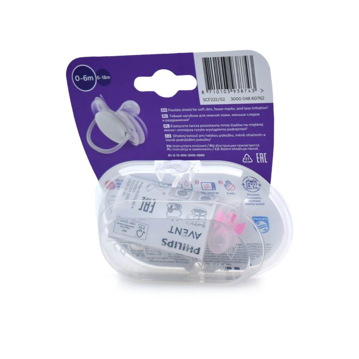 Philips Avent Ultra Soft Ορθοδοντικές Πιπίλες Σιλικόνης 0-6m SCF222/02 Ροζ 2 τμχ