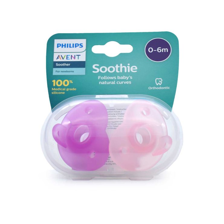 Philips Avent Soothie Ορθοδοντικές Πιπίλες Σιλικόνης 0-6m SCF099/22 Μωβ Ροζ 2 τμχ