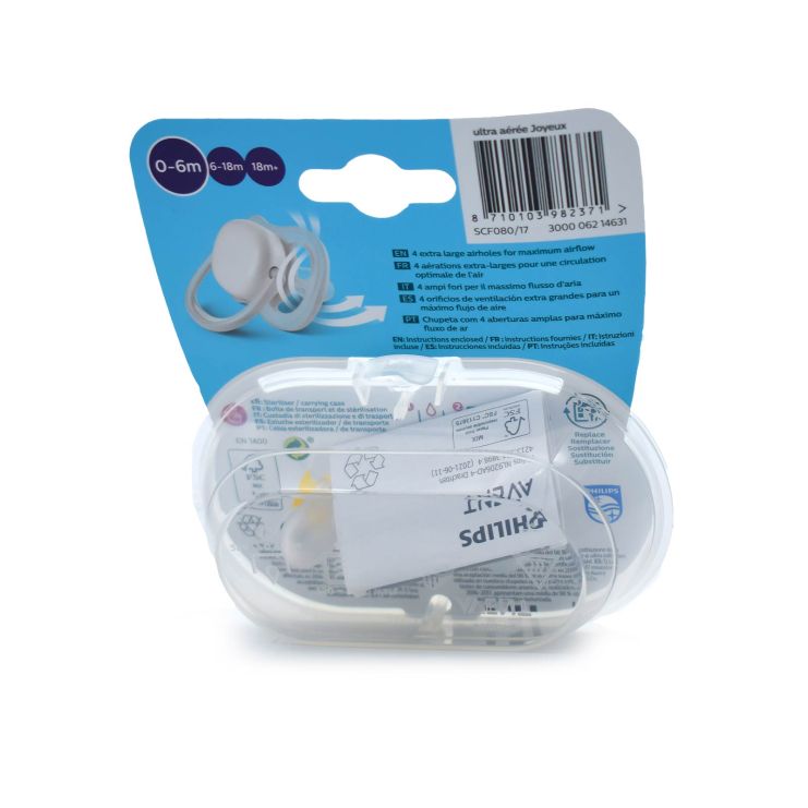 Philips Avent Ultra Air Orthodontic Silicone Pacifiers 0-6m Apple-Pear SCF080/17 Green Yellow 2 pcs