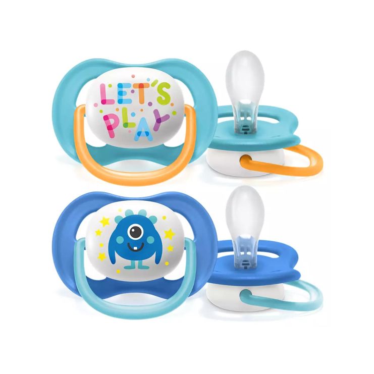 Philips Avent Ultra Air Ορθοδοντικές Πιπίλες Σιλικόνης 6-18m Τερατάκι Lets Play Μπλε  2 τμχ SCF080/10