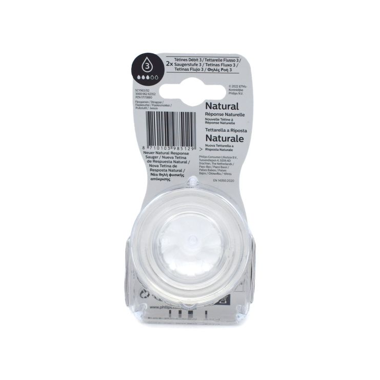 Philips Avent Natural Response Θηλές για Μπιμπερό 1m+ 3 Οπή SCY963/02 2 τμχ