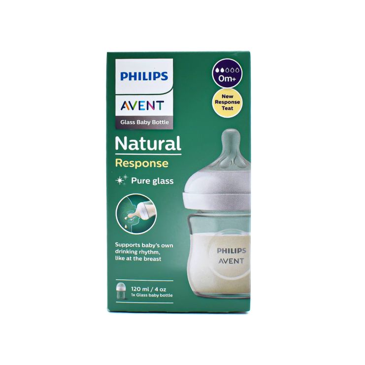 Philips Avent Γυάλινο Μπιμπερό Natural Response από τη γέννηση SCY930/01 Λευκό 120ml 1 τμχ