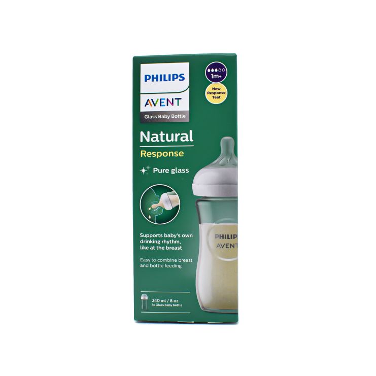 Philips Avent Γυάλινο Μπιμπερό Natural Response από το 1ο μήνα SCY933/01 Λευκό 240ml 1 τμχ