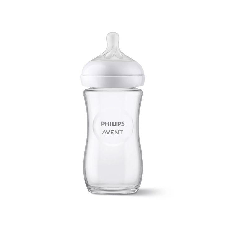 Philips Avent Γυάλινο Μπιμπερό Natural Response από το 1ο μήνα SCY933/01 Λευκό 240ml 1 τμχ