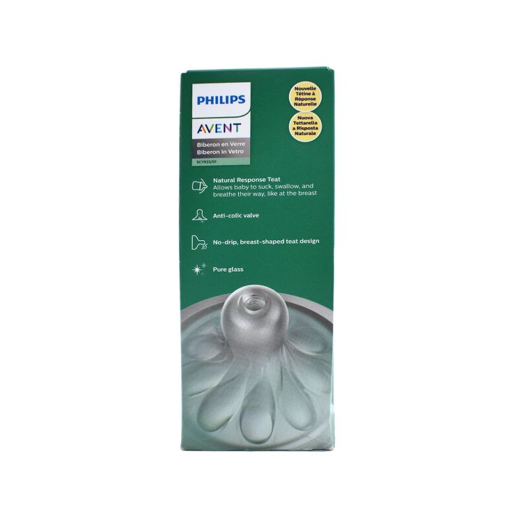 Philips Avent Γυάλινο Μπιμπερό Natural Response από το 1ο μήνα SCY933/01 Λευκό 240ml 1 τμχ