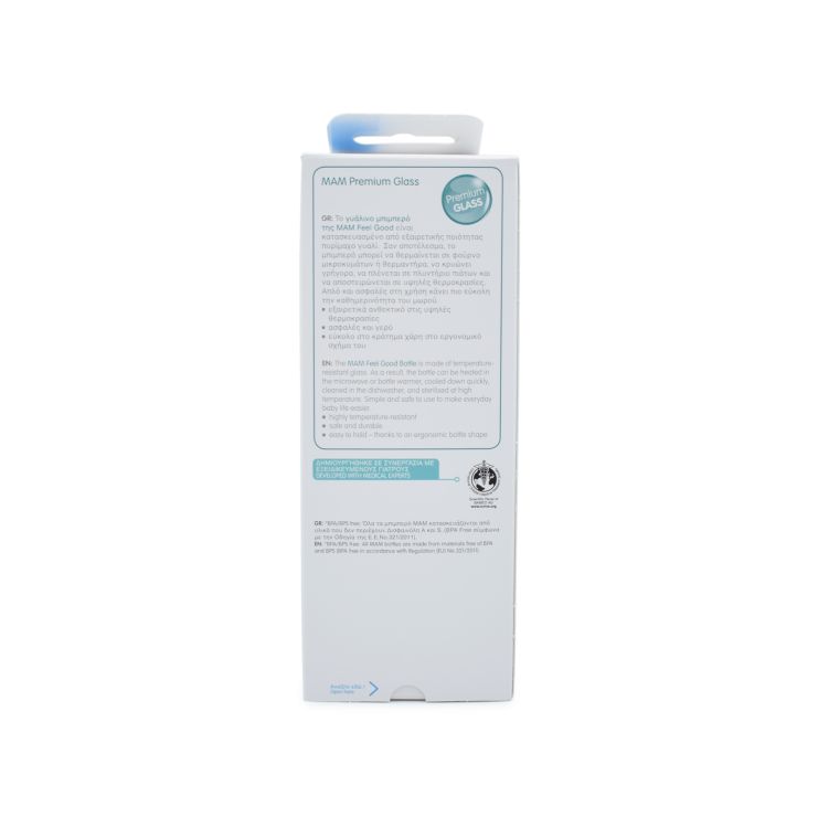 Mam Μπιμπερό Γυάλινο Feel Good 375S Λευκό 2m+ 260ml