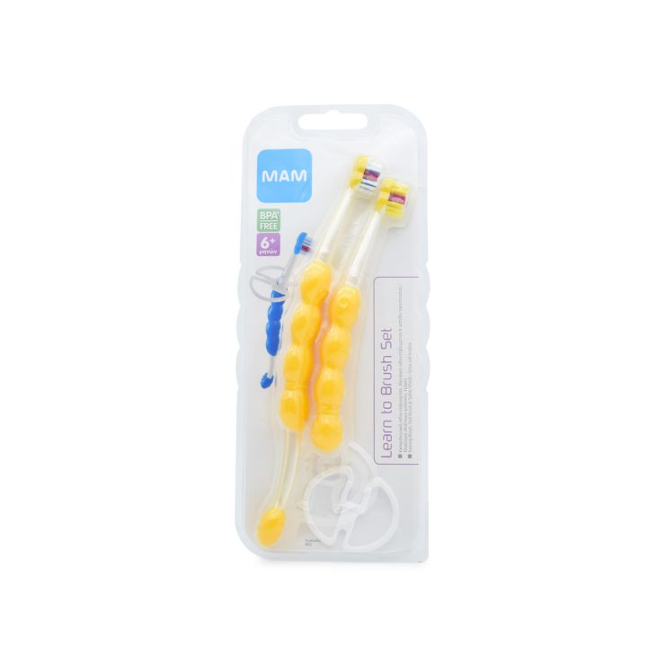 MAM Learn to Brush Set (6+ μηνών) 602 Εκπαιδευτική + Βρεφική Οδ/τσες Κίτρινο (9001616914706)