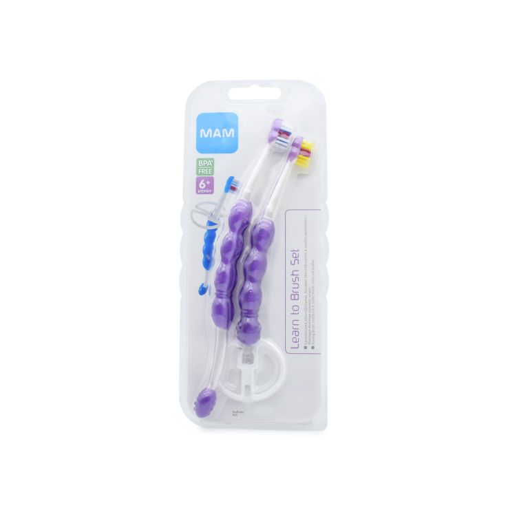 MAM Learn to Brush Set (6+ μηνών) 602 Εκπαιδευτική + Βρεφική Οδ/τσες Μοβ (9001616914706)